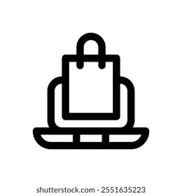 E-commerce. Editable stroke vector icon on white background.
