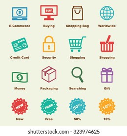 e-commerce elements, vector infographic icons