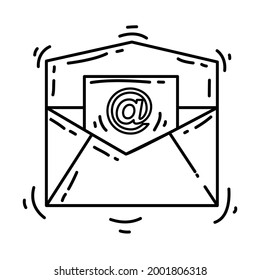 E-commerce email icon. hand drawn icon set, outline black, doodle icon, vector icon design.