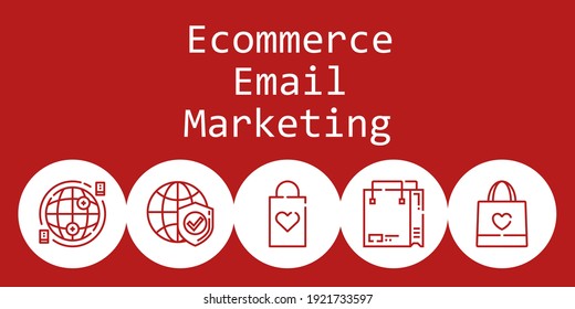 ecommerce email marketing background concept with ecommerce email marketing icons. Icons related shopping bag, internet