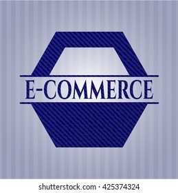 emblema de comercio electrónico con fondo jean de alta calidad