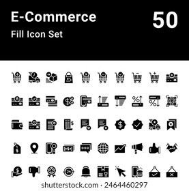 E-Commerce Fill Icon Set Vector