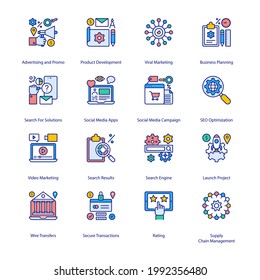 Iconos rellenados de comercio electrónico: vectores rotos