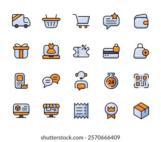 Ecommerce Filled Line Icon, Ecommerce Icon Set