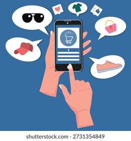 E-commerce Flat Design Illustration of Online Mobile Shopping