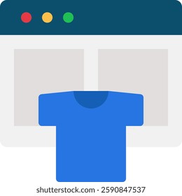 Ecommerce flat Icon for Online Shopping. Digital marketplace symbol, retail business illustration, internet shopping icon