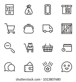 E-commerce flat icon set . Single high quality outline symbol of info for web design or mobile app. Thin line signs for design logo, visit card, etc. Outline logo of e-commerce