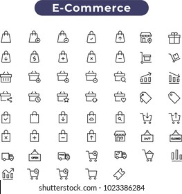 E-commerce flat icon set . Single high quality outline symbol of info for web design or mobile app. Thin line signs for design logo, visit card, etc. Outline logo of e-commerce