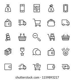 E-commerce flat icon set . Single high quality outline symbol of info for web design or mobile app. Thin line signs for design logo, visit card, etc. Outline logo of e-commerce