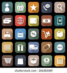 E-commerce flat icons with long shadow, stock vector