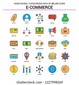 E-Commerce Flat Line Icon Set - Business Concept Icons Design