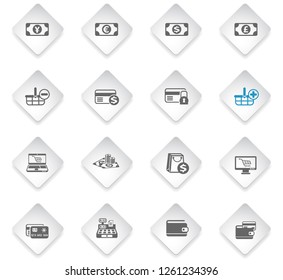 e-commerce flat rhombus web icons for user interface design