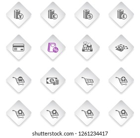 e-commerce flat rhombus web icons for user interface design