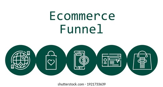 ecommerce funnel background concept with ecommerce funnel icons. Icons related shopping bag, website, internet, online payment