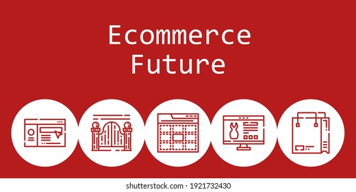ecommerce future background concept with ecommerce future icons. Icons related shopping bag, website, web, gateway