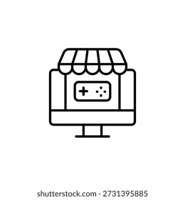 E-commerce Gaming Platform Icon Digital Marketplace for Video Games Outline