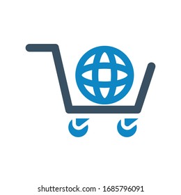 E-commerce, global icon (vector illustration)
