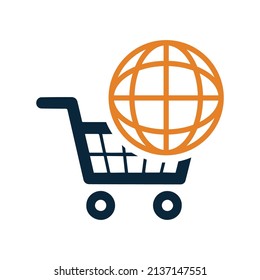 Ecommerce, global shopping icon. Simple editable vector graphics.