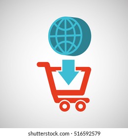 ecommerce with globe earth connection vector illustration eps 10