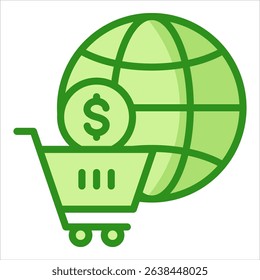 E-Commerce Globe Icon Element For Design