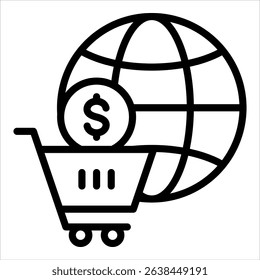 E-Commerce Globe Icon Element For Design