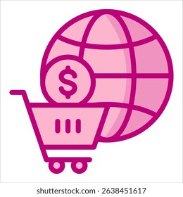 E-Commerce Globe Icon Element For Design