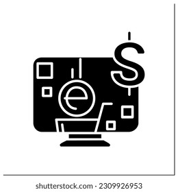 E-commerce glyph icon. Online shopping. Ecommerce business and retail store. Web shop, digital marketing concept.Filled flat sign. Isolated silhouette vector illustration