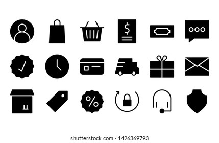 e-commerce glyph icon symbol set