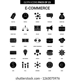 E-Commerce Glyph Vector Icon set