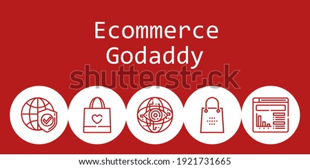 ecommerce godaddy background concept with ecommerce godaddy icons. Icons related shopping bag, website, internet