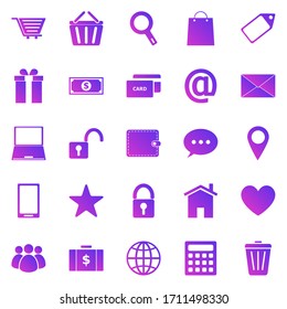 Iconos de degradado de comercio electrónico en fondo blanco, vectorial de material
