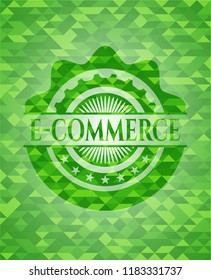 e-commerce green emblem. Mosaic background