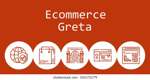 ecommerce greta background concept with ecommerce greta icons. Icons related shopping bag, website, internet, gateway