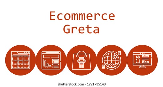 ecommerce greta background concept with ecommerce greta icons. Icons related shopping bag, website, web, internet
