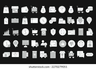 e-commerce  grey icon set vector