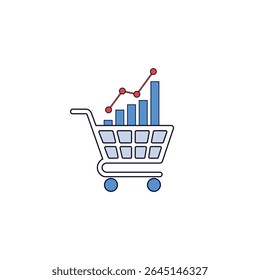 Ícone do Carrinho de Compras de Crescimento do E-commerce - Vendas On-line e Desempenho do Mercado