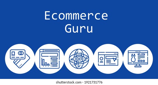 ecommerce guru background concept with ecommerce guru icons. Icons related debit card, website, internet