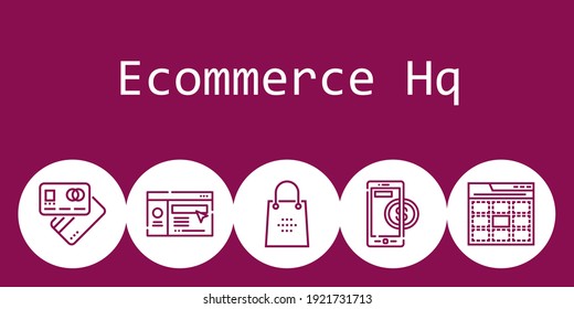 e-commerce hq Hintergrund Konzept mit e-commerce hq Icons. Symbolbezogene Debitkarte, Einkaufstasche, Website, Internet, Online-Zahlung