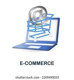 Icono de comercio electrónico. 3d ilustración de la colección de marketing digital. Icono de Creative E-Commerce 3d para diseño web, plantillas, infografías y más