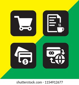 ecommerce icon. 4 ecommerce set with content management, payment, cart of ecommerce and credit card vector icons for web and mobile app