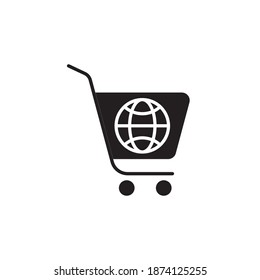 ecommerce  icon black style design. world shipping vector illustration. isolated on white background