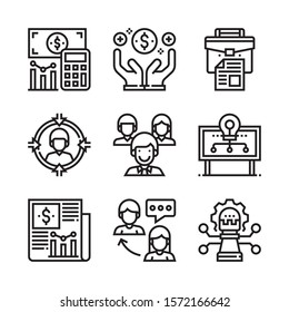 Ecommerce Icon Black Thin Line Set Online Shopping Service for Web and App Isolated on White Background.