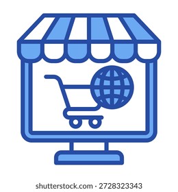 Icono de comercio electrónico azul Ilustración vectorial