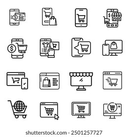 Icono de comercio electrónico e ícono de Carrito