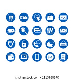 ecommerce icon circle blue set 