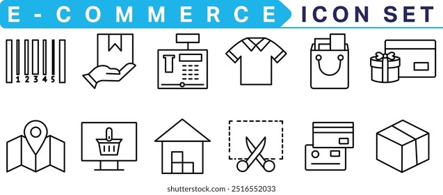  E-commerce icon collection. Online shopping thin line icons. Shop icons vector