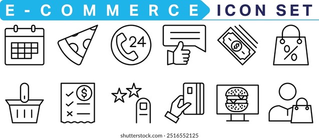  E-commerce icon collection. Online shopping thin line icons. Shop icons vector