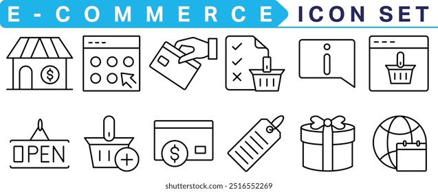 E-commerce icon collection. Online shopping thin line icons. Shop icons vector