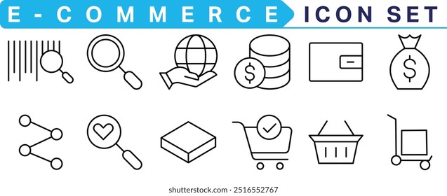 E-commerce icon collection. Online shopping thin line icons. Shop icons vector