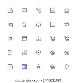 E-Commerce Icon Collection. Pixel Perfect Online Shopping Duoline Style 2D Icon